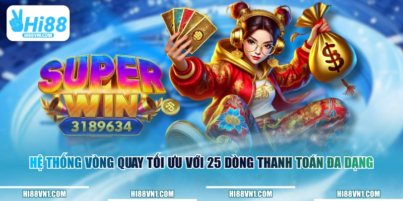 Hệ thống vòng quay tối ưu với 25 dòng thanh toán đa dạng